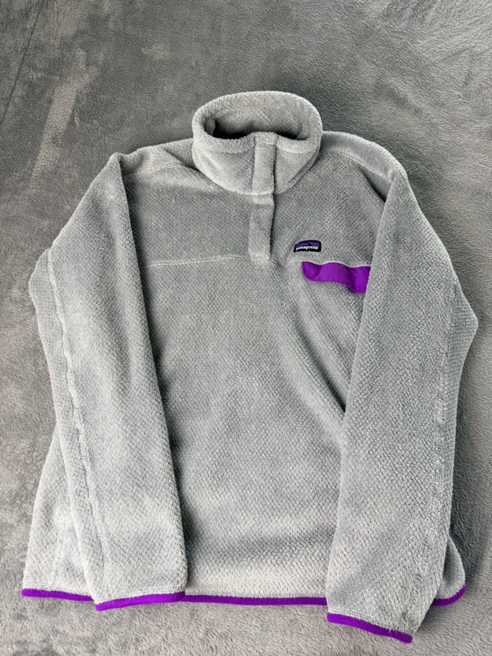 Patagonia Synchilla Snap-T Jacket Women Small Grey Purple Fleece Pullover XL